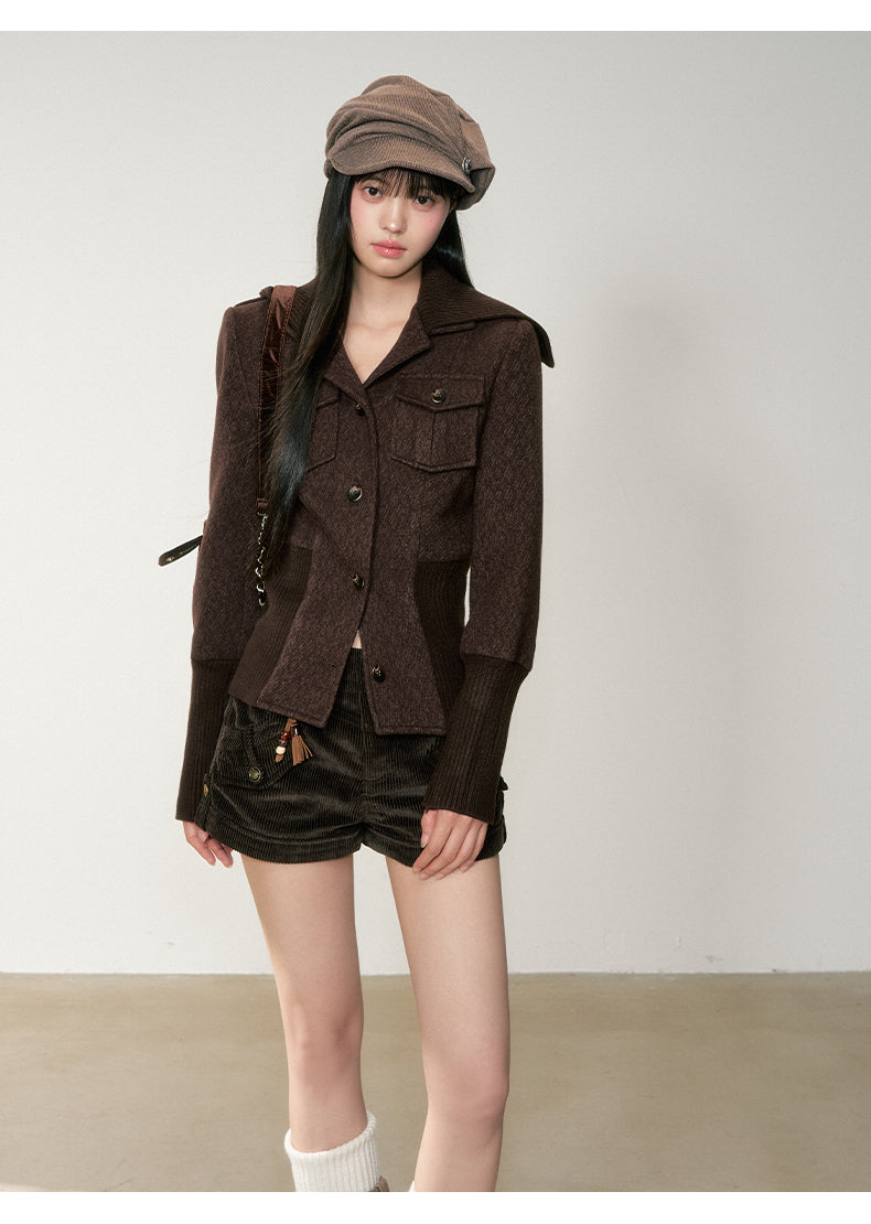 Soote Season Original Classic High Waisted Corduroy Cropped Coat