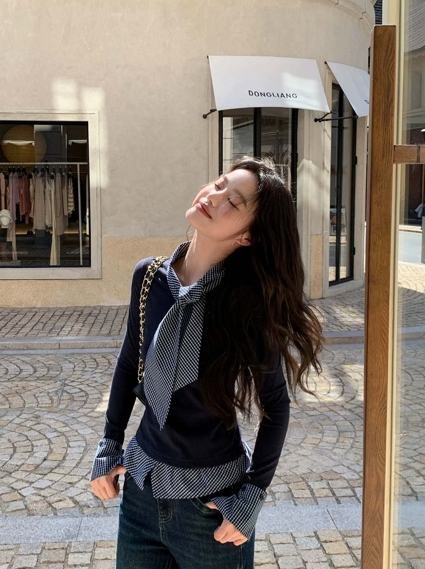 ALOHA HU Women's Lu Jianxi two-piece long-sleeved t-shirt, unique pleated design spring 2026.