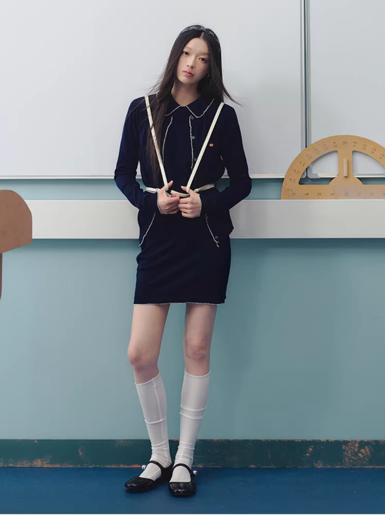 LaluneDuCiel Women's outfit includes knitted floral cardigan, short sleeves and knee-length skirt, French style