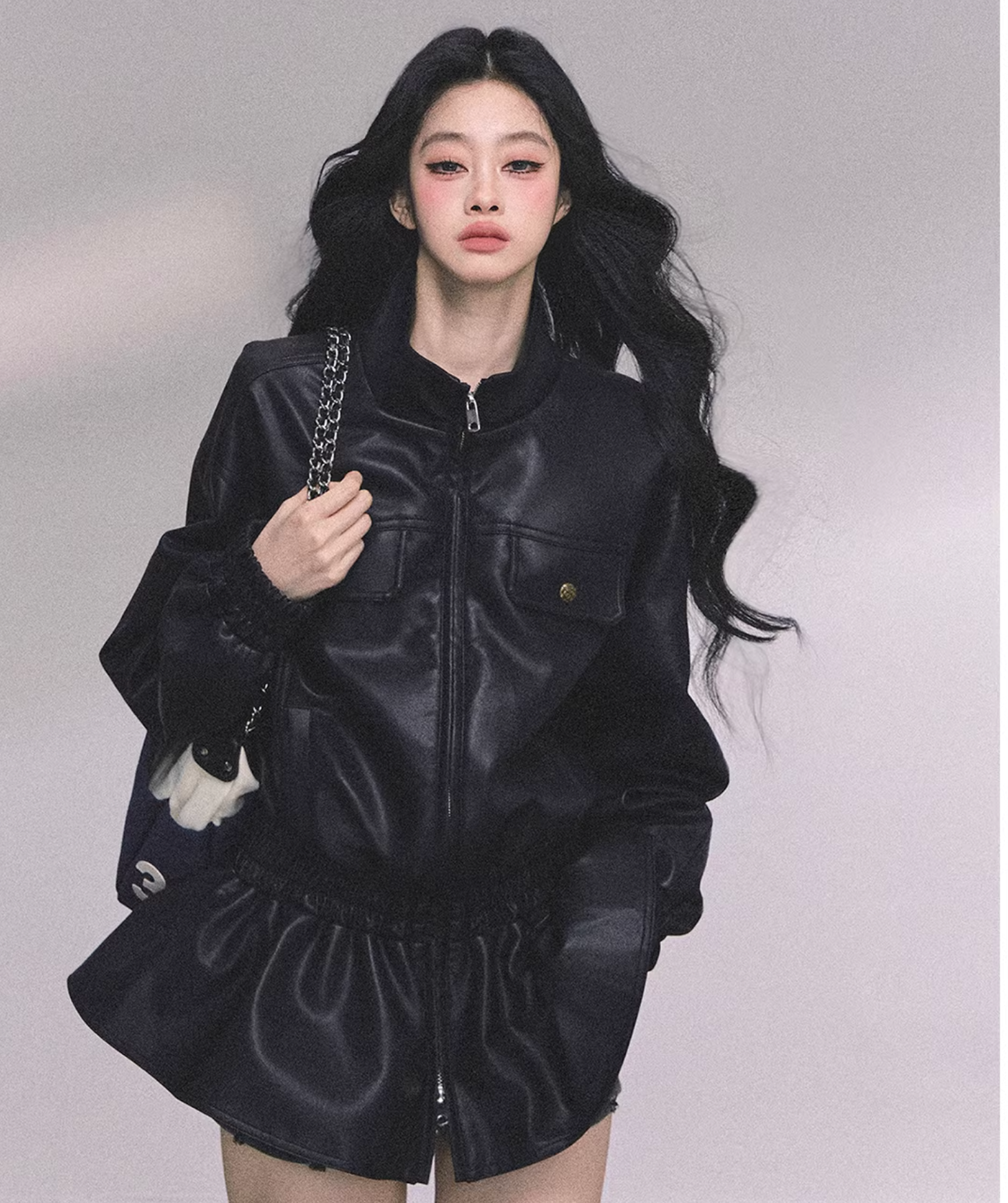 SHAOYEYAN AOMALM's fashionable and stylish "Ethiopian Wilderness" PU leather jacket for women.