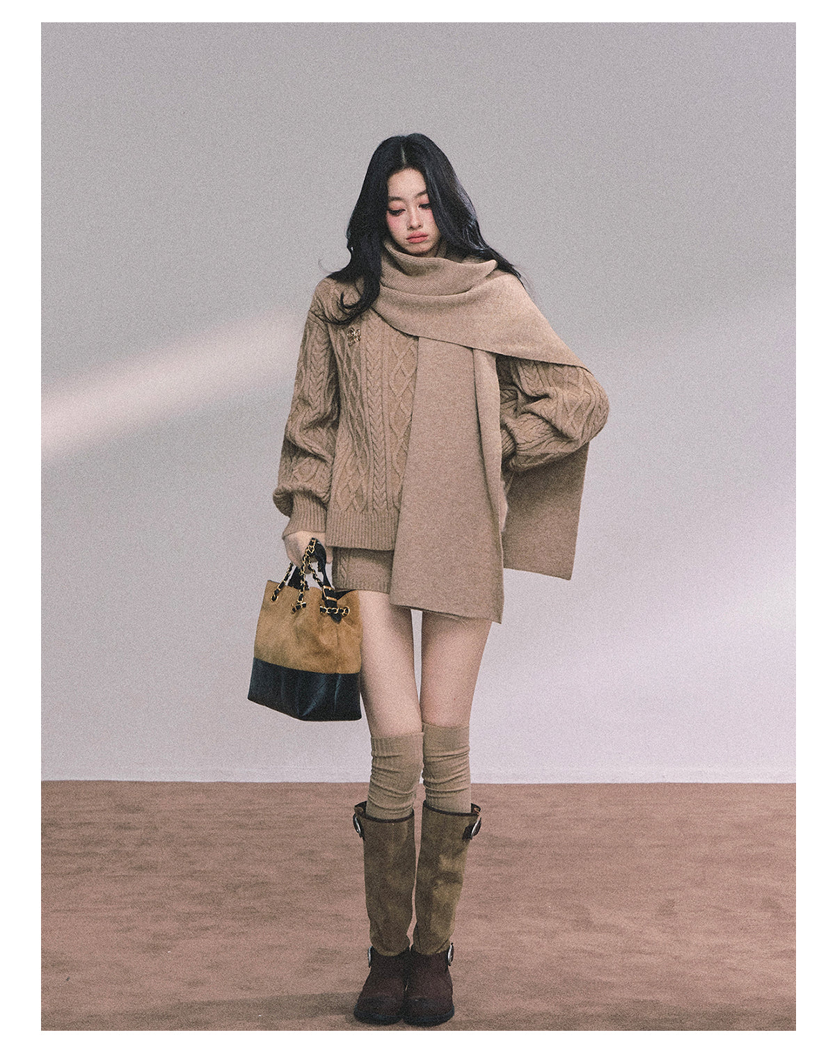 SHAOYEYAN Women's Korean Style "Zurich Student" Winter Cable Knitted Sweater Three-piece Set