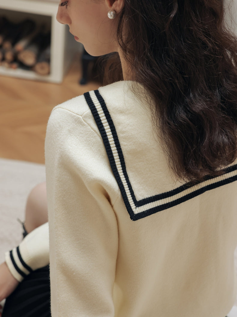 [Island Diary] Japanese style navy blue plaid turtleneck sweater, college style knitted sweater dress for women autumn winter ISISLOVE