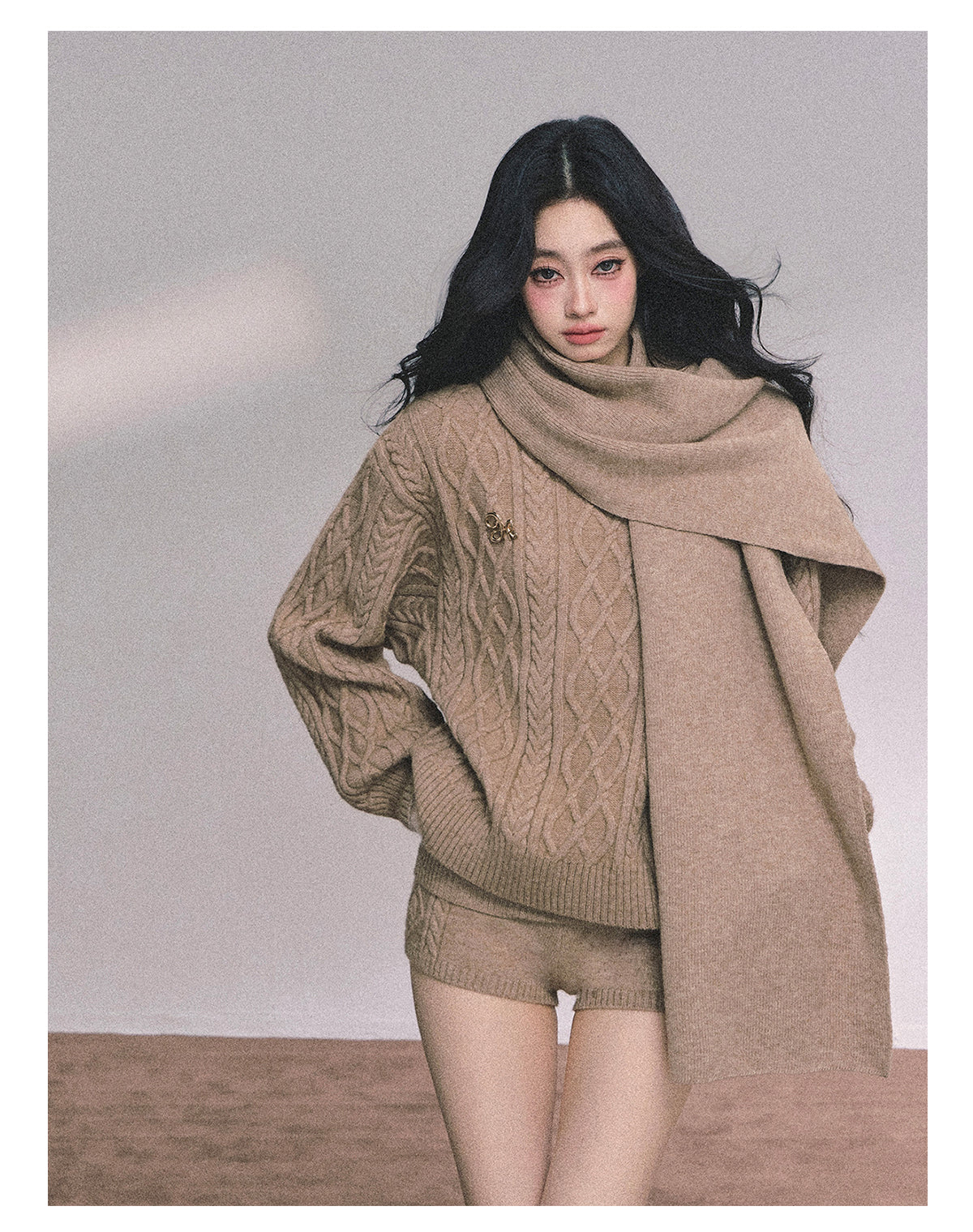 SHAOYEYAN Women's Korean Style "Zurich Student" Winter Cable Knitted Sweater Three-piece Set