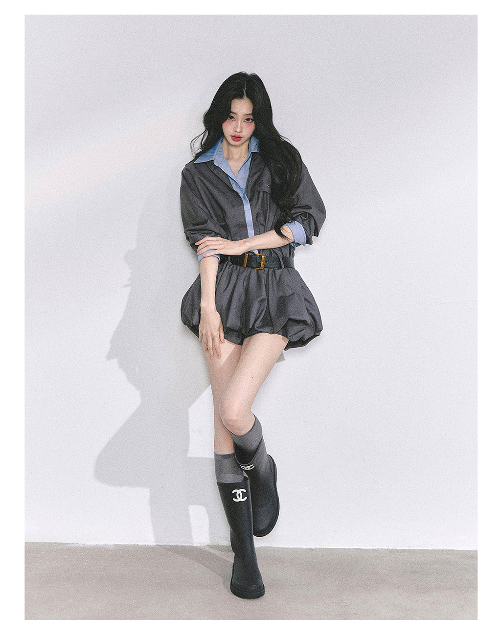SHAOYEYAN Hepburn style shirt dress with shorts for women autumn waist hugging short skirt bright student style