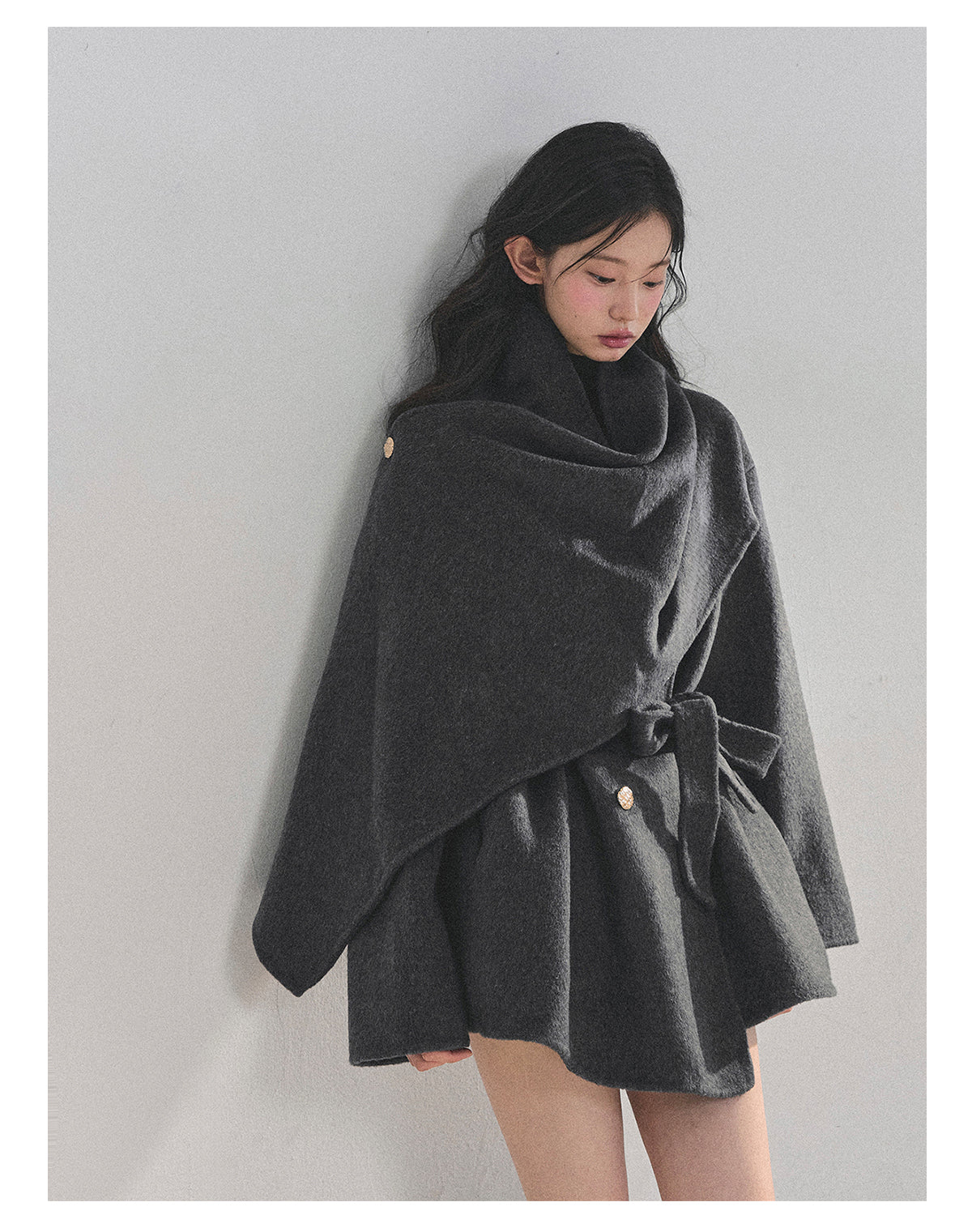 SHAOYEYAN Aomalm women's "Winter Balthore" French style English wool coat, loose double-sided wool coat.