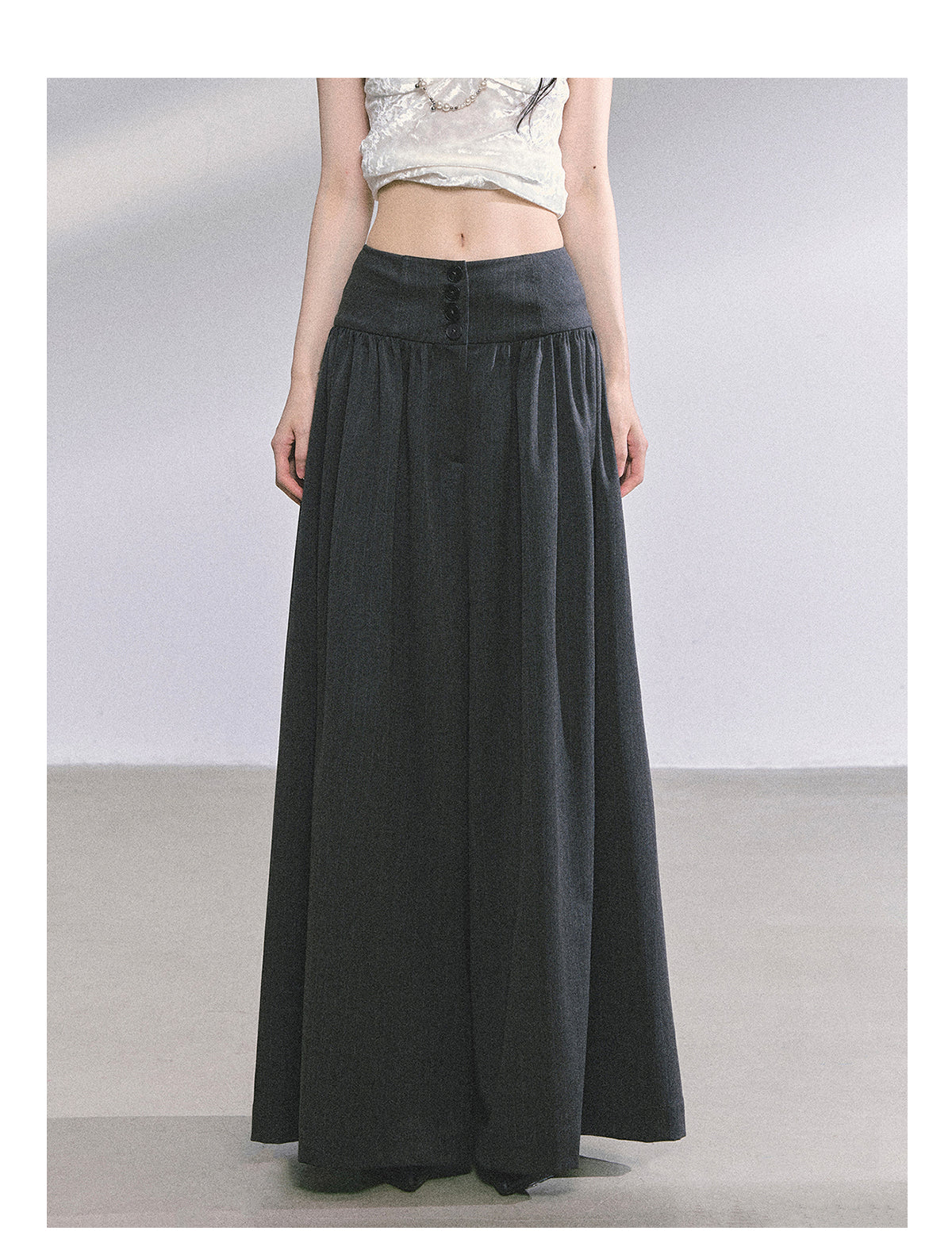 SHAOYEYAN Korean style comfortable wide leg pants for young women, loose straight leg pants, slim fit, gray long pants.