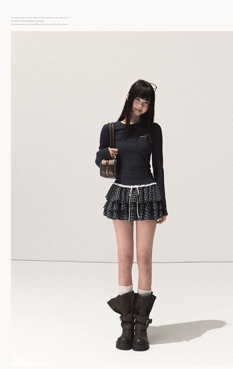 OAKMOO Elastic waistband lace long sleeve T-shirt OAKMOO/"See Yourself and Good Weather" (Sale)