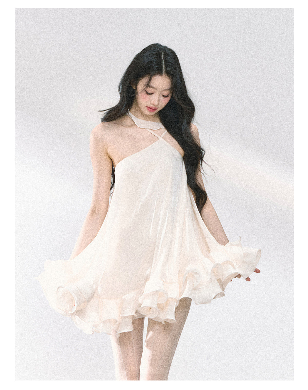 Royal Sisters Noble Style Halter Neck Dress Summer Floral Slim Waist Mini Dress For Women Shaoyeyan