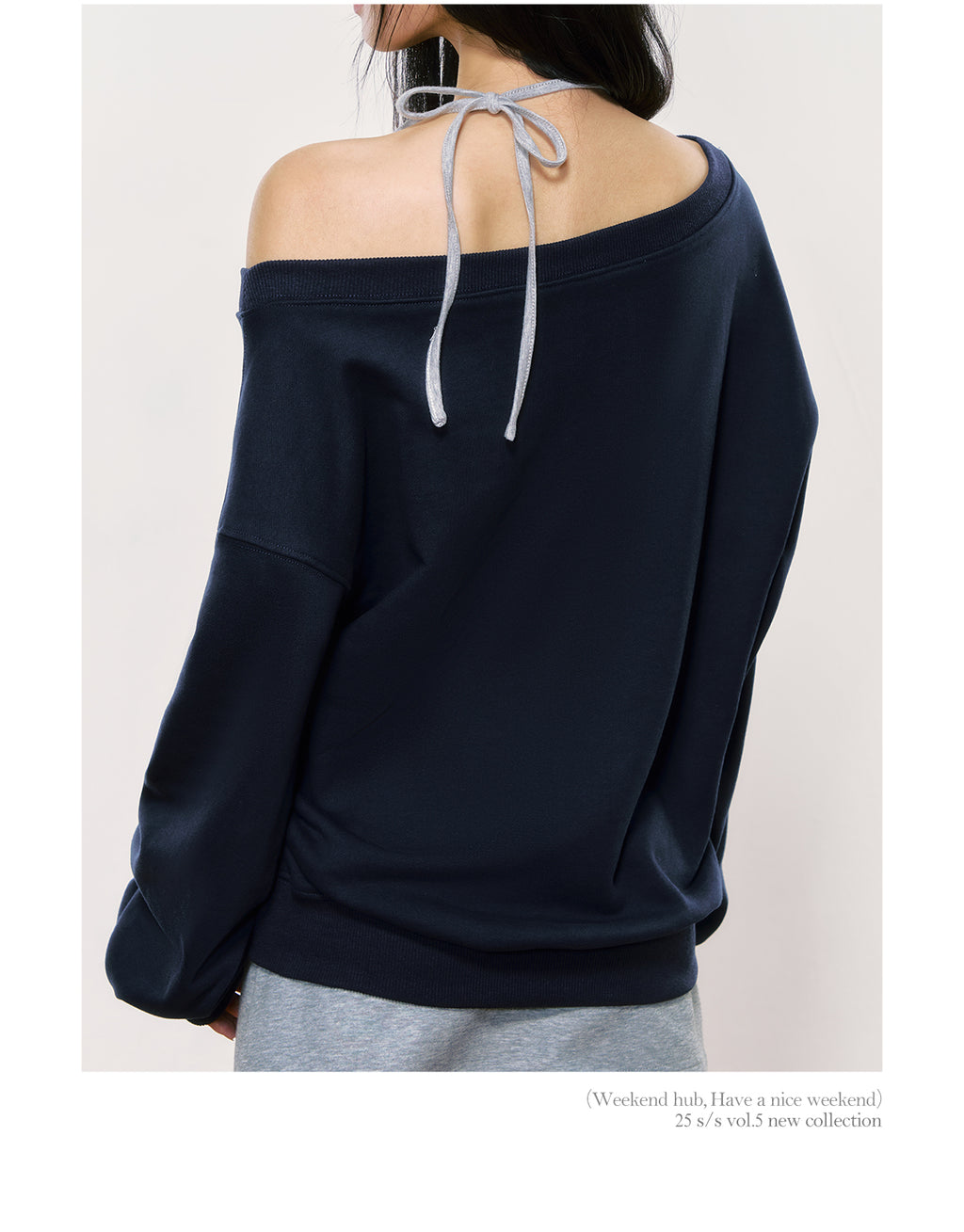 2025 new autumn and winter American style off-shoulder sweatshirt with long sleeves and clear collar Korean style WeekendHub