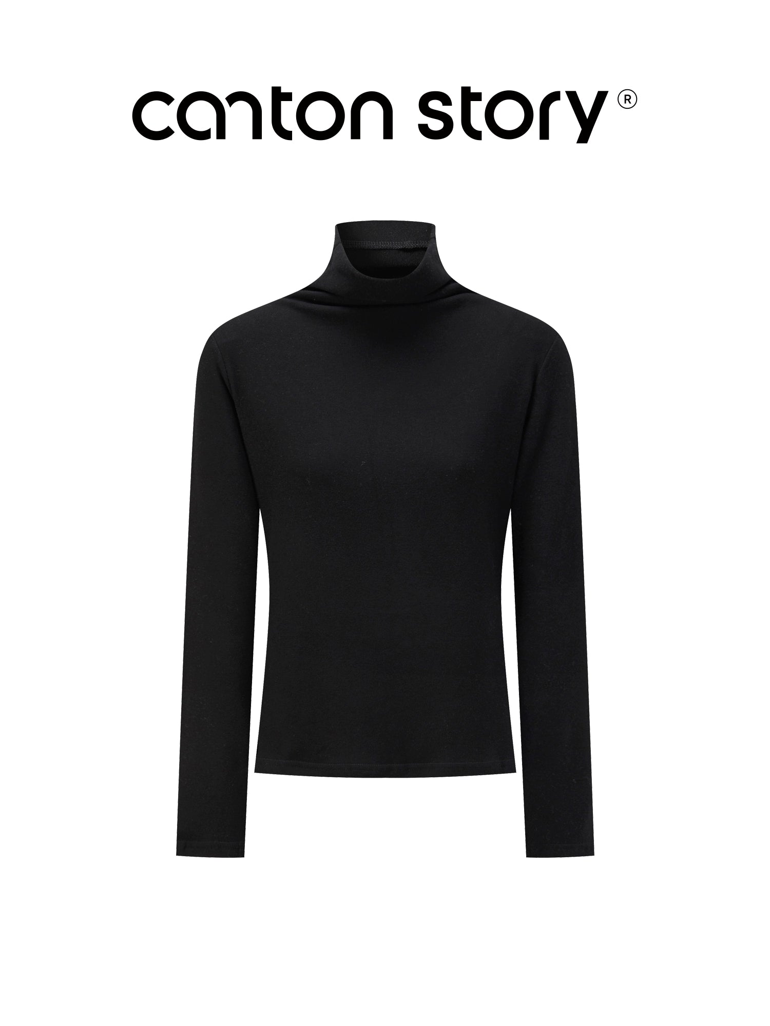 CANTONSTORY Guangzhou Story women's winter retro solid color high-neck long-sleeved T-shirt, new style, loose and warm