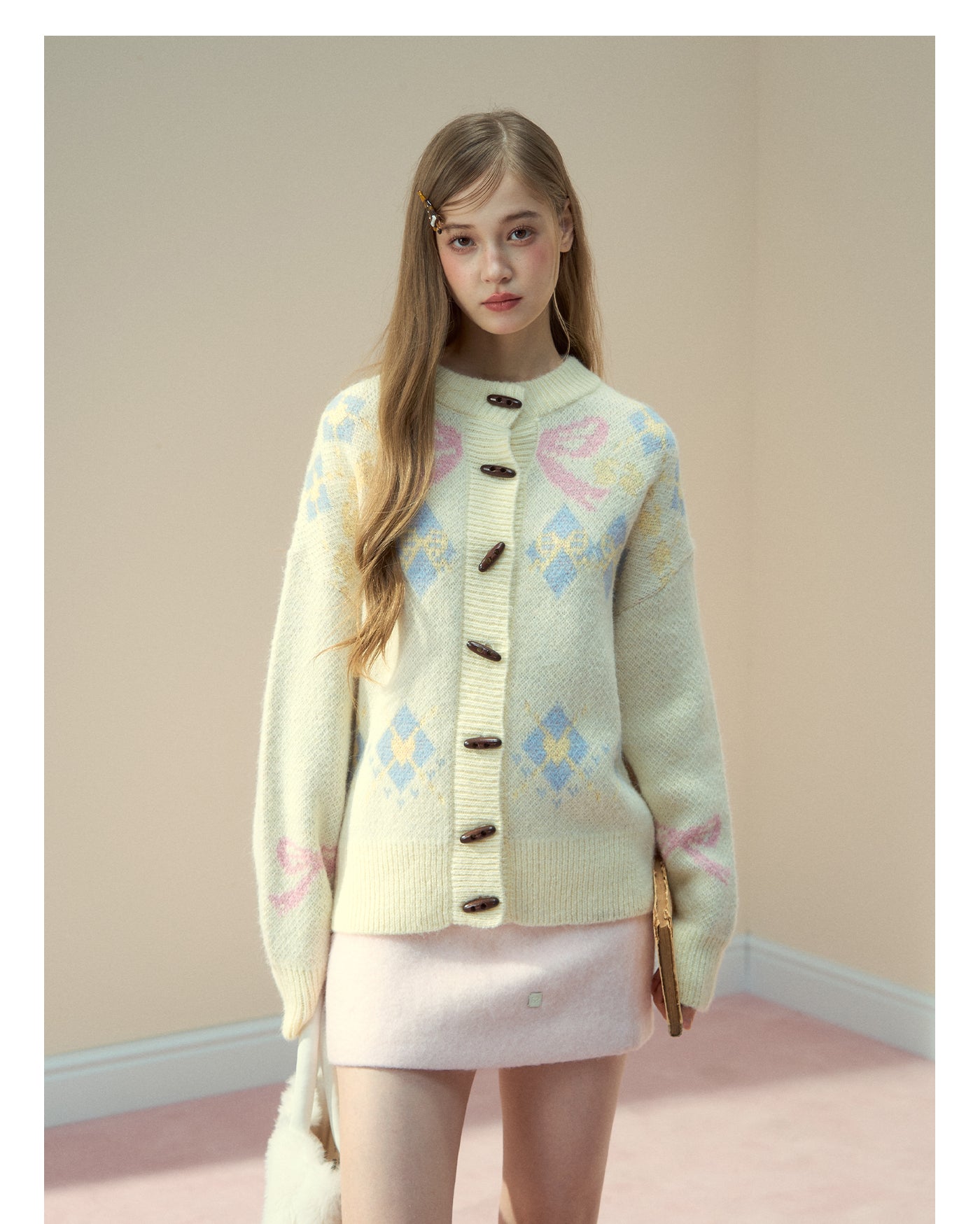SunsetPark Women's "Warm bow fair ísle" Classic Button-Down Wool Coat