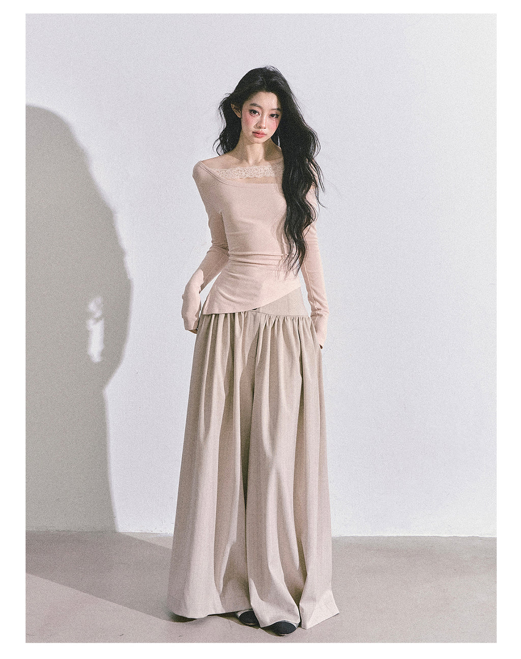 SHAOYEYAN Korean style comfortable wide leg pants for young women, loose straight leg pants, slim fit, gray long pants.