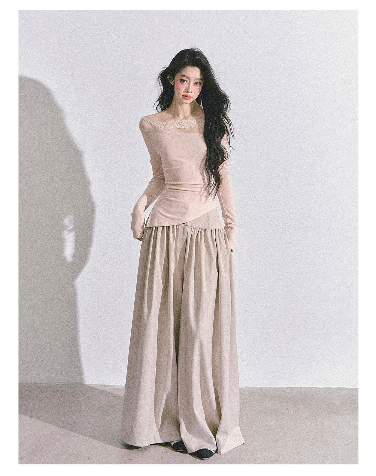 SHAOYEYAN Korean style comfortable wide leg pants for young women, loose straight leg pants, slim fit, gray long pants.