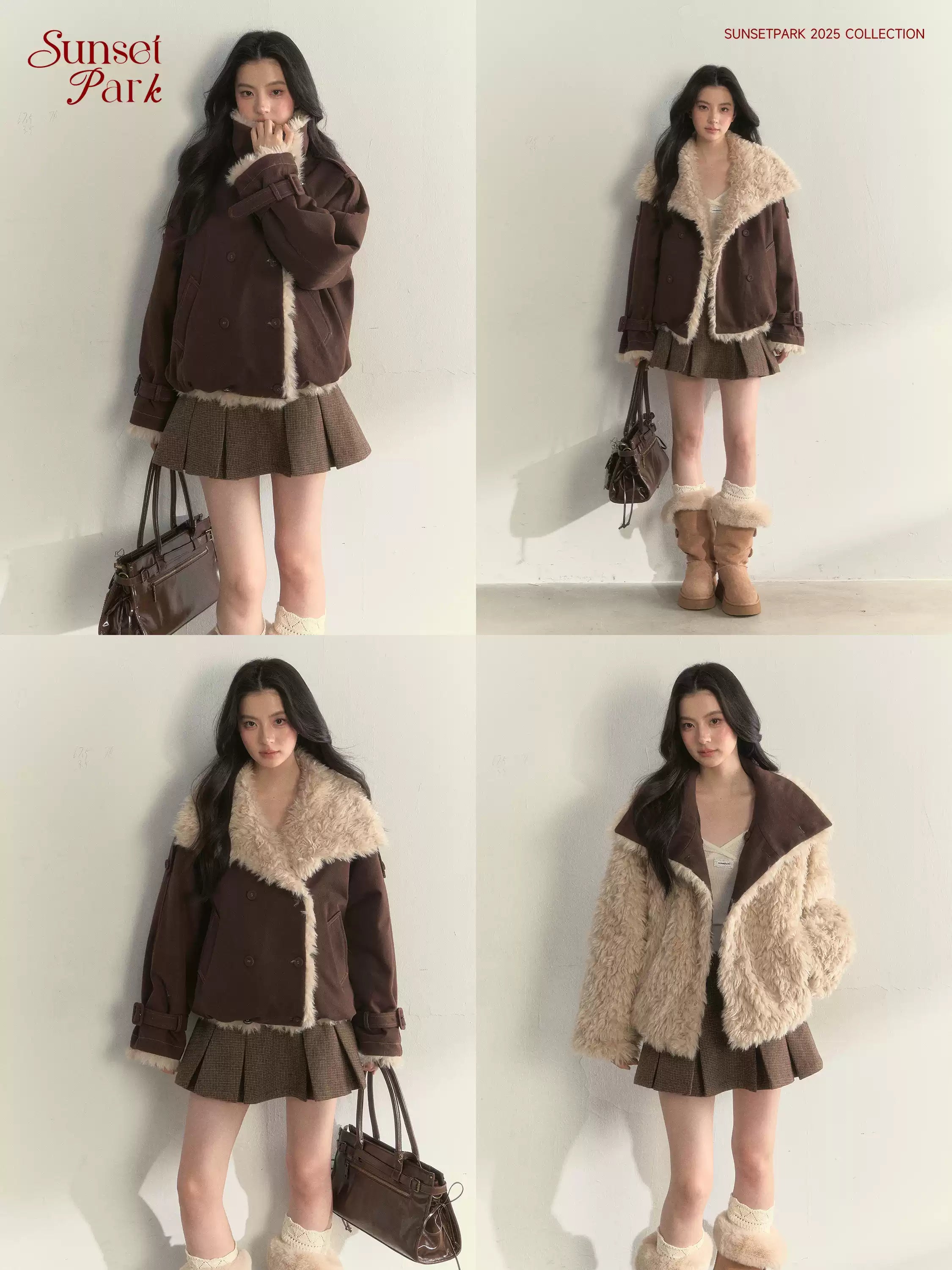 SUNSET PARK "Warm Winter Oak Forest" Soft Double-Breasted Fleece Parka