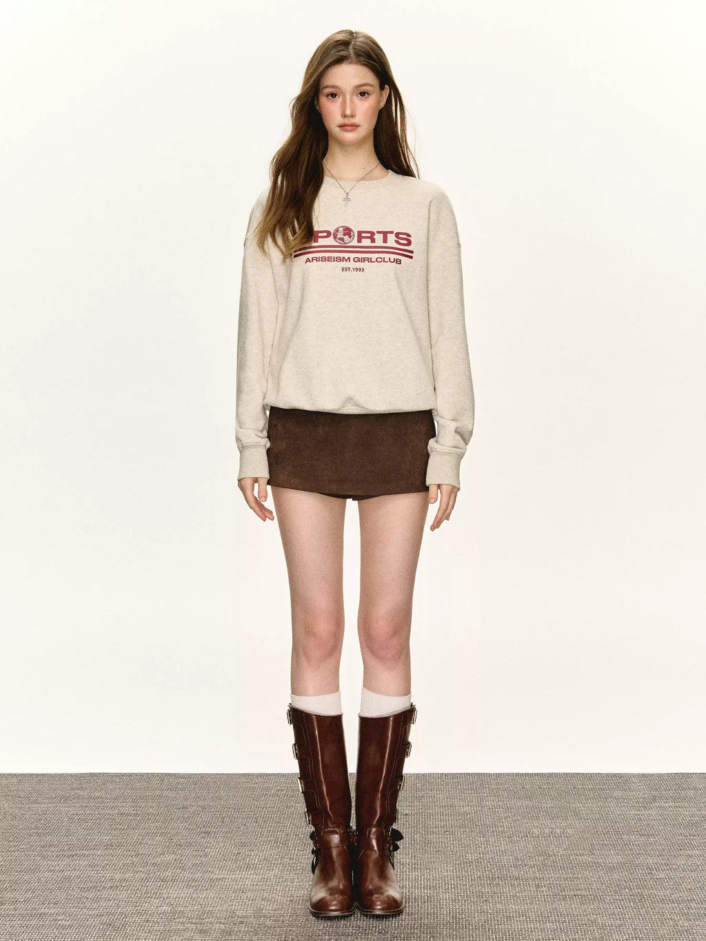 ARISEISM American classic design brown midi dress, new fall style, tight short skirt