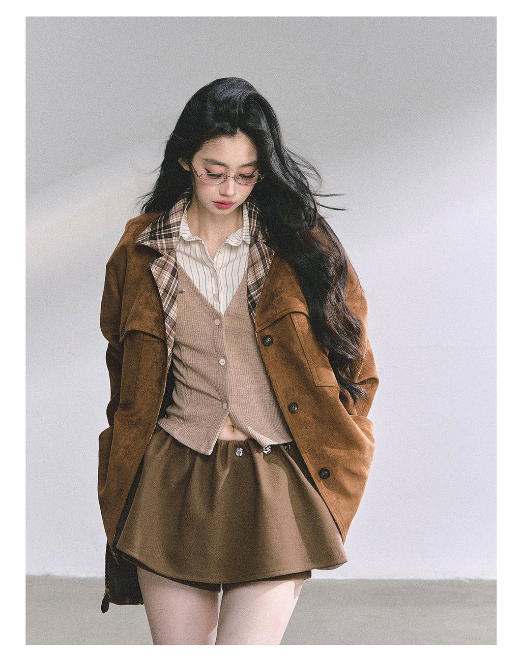 SHAOYEYAN Aomalm "Oak Poetry" Autumn Knitted Polo Shirt % Women's American Style Long Sleeve Striped Two-piece Fake Two-Piece T-shirt