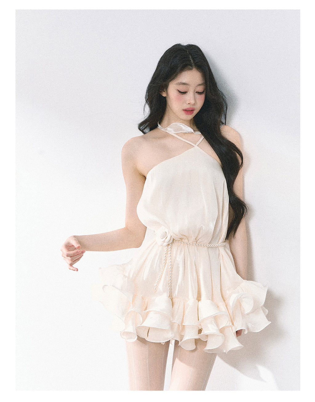Royal Sisters Noble Style Halter Neck Dress Summer Floral Slim Waist Mini Dress For Women Shaoyeyan