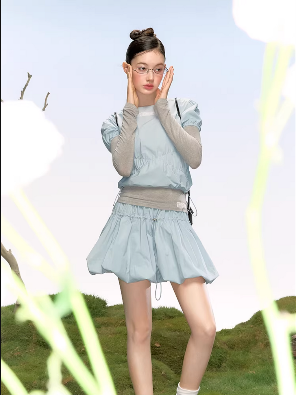 LaluneDuCiel Elegant and youthful tulip skirt for women, solid color, cute design, suitable for summer
