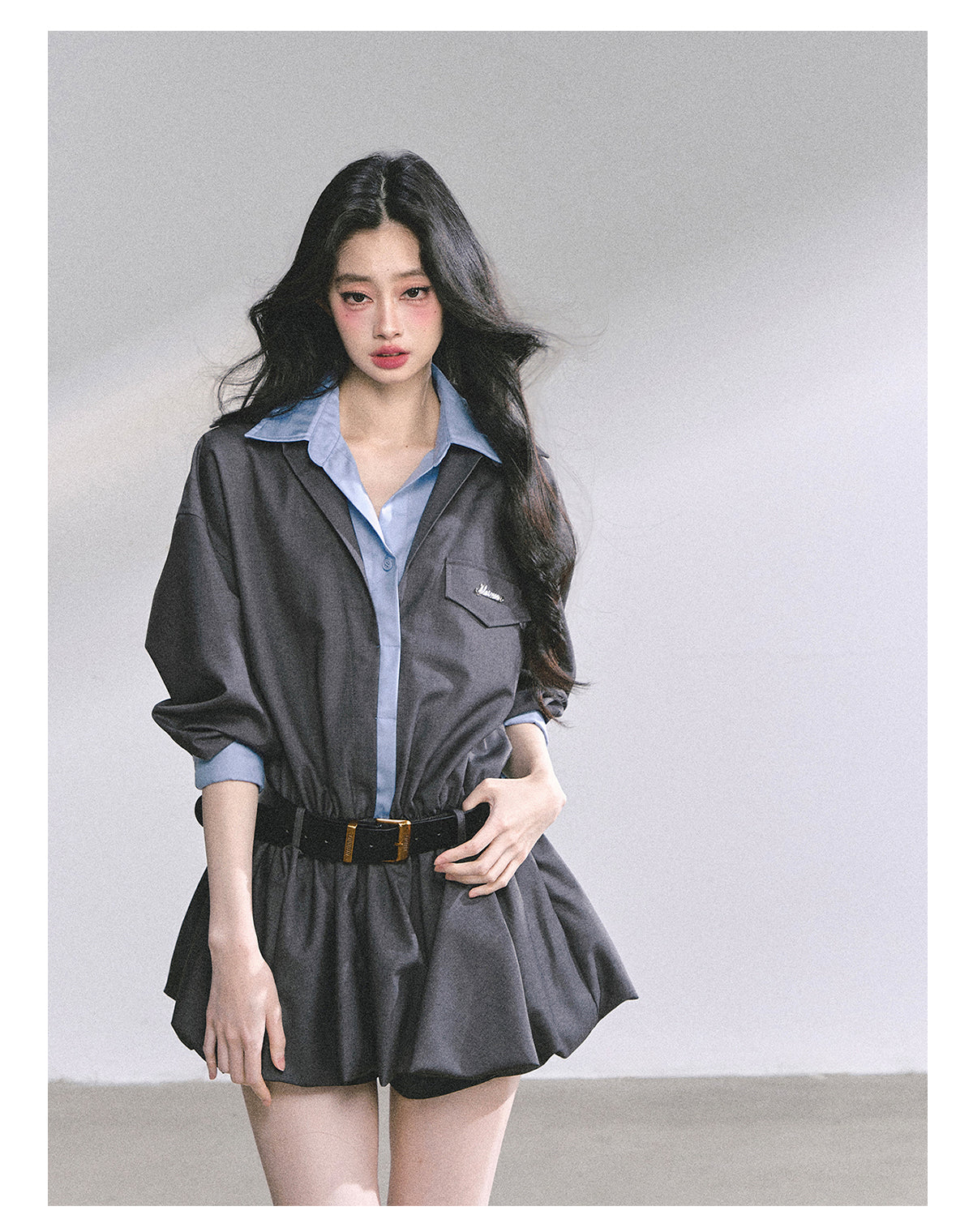 SHAOYEYAN Hepburn style shirt dress with shorts for women autumn waist hugging short skirt bright student style