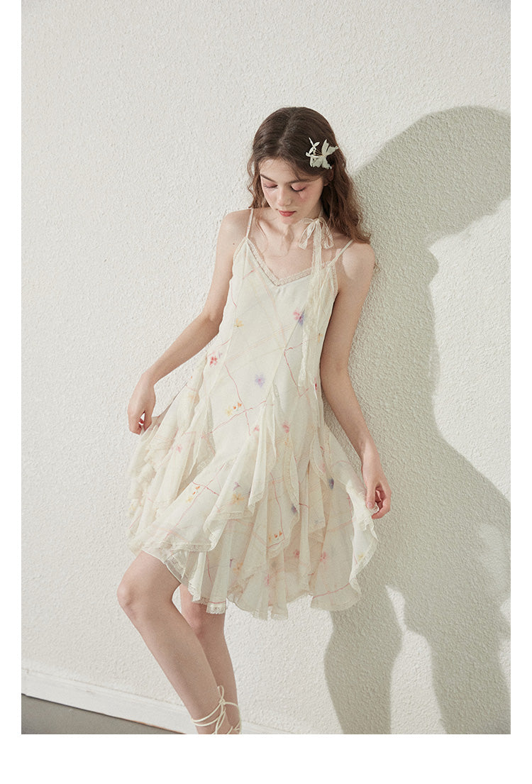 "Vanilla Star Ice" uneven hem pleated maxi dress for summer holidays, Callmelater