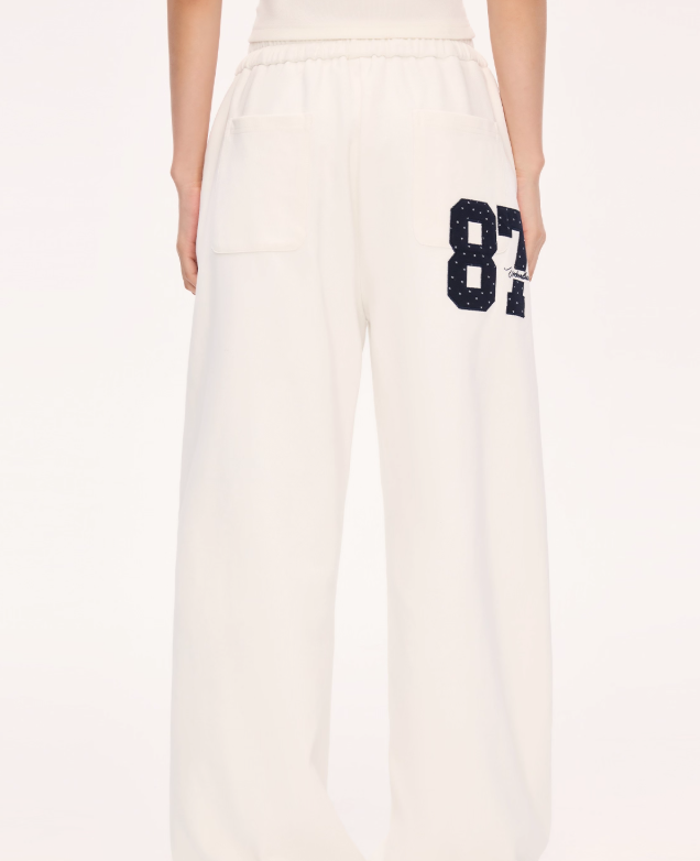 WEEKENDHUB Weekendhub women's casual embroidered letter pants, 2025 new style, loose fit, boyfriend style, lazy look, long pants