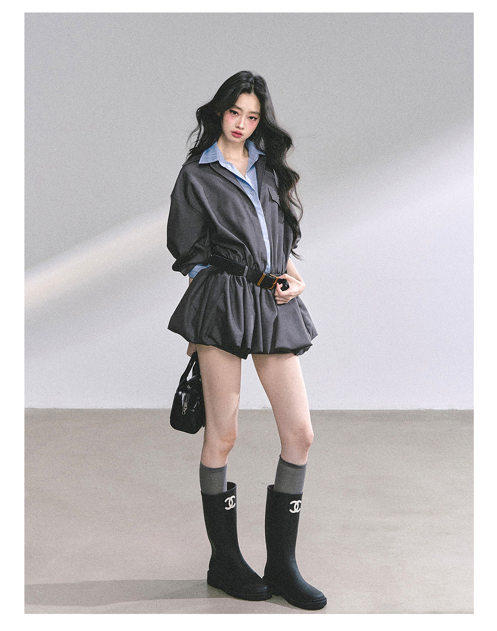 SHAOYEYAN Hepburn style shirt dress with shorts for women autumn waist hugging short skirt bright student style