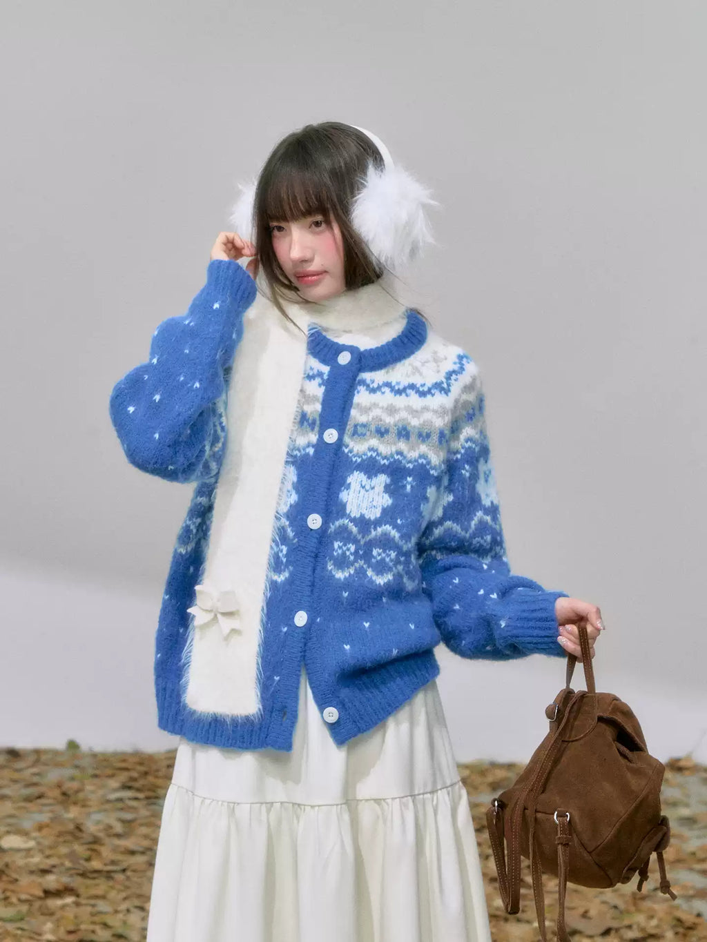 CANSTORE Canned Goods Store 'Island Blue Dream' Winter Color Block Fair Isle Raglan Knit Sweater