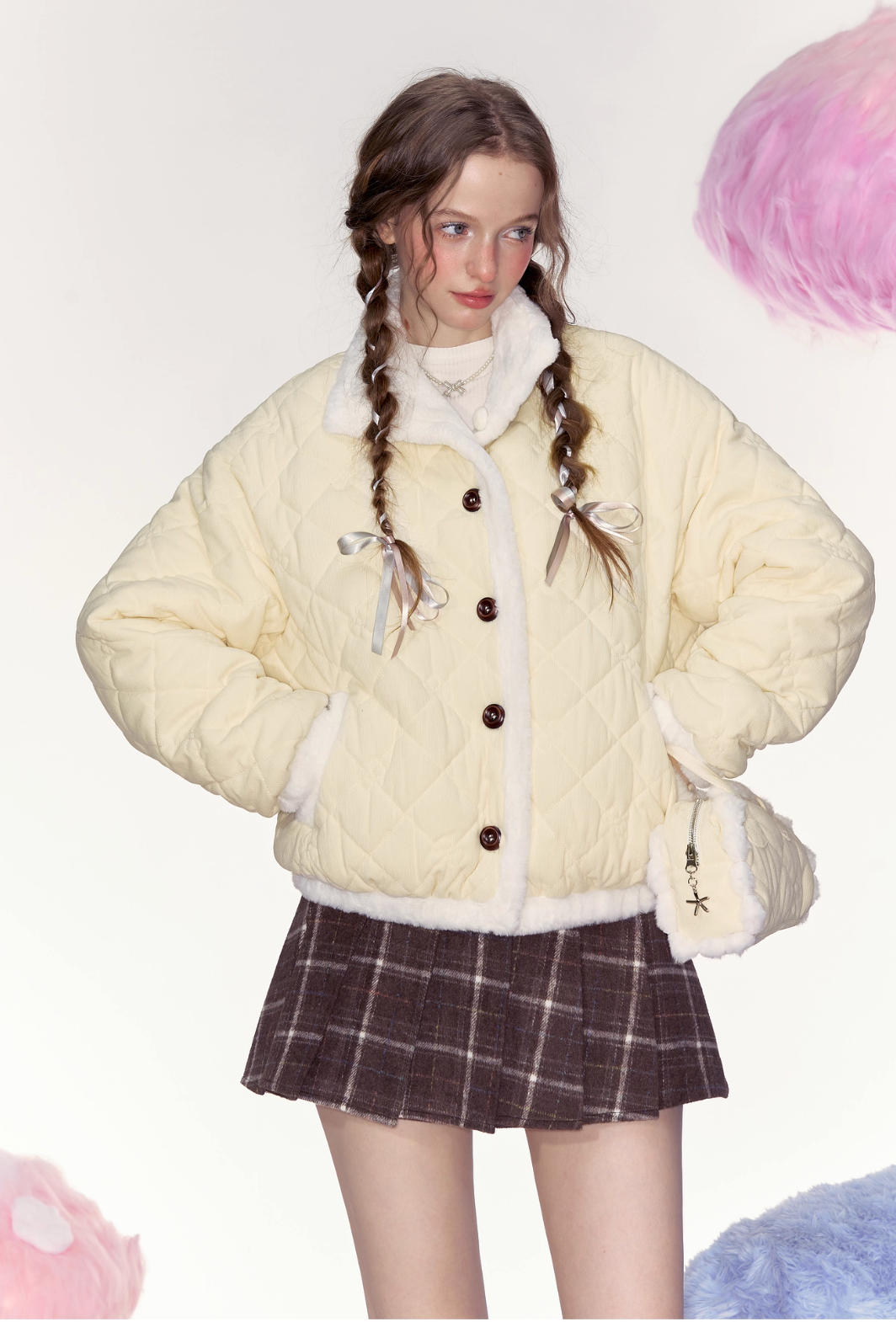 AYF Autumn retro style "Sandwich Puff" loose-fitting jacket, short, loose, comfortable, easy to wear, can be worn on both sides