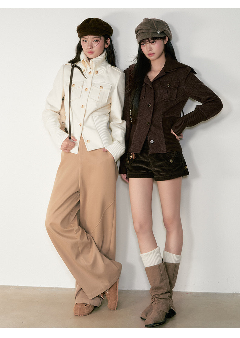 Soote Season Original Classic High Waisted Corduroy Cropped Coat