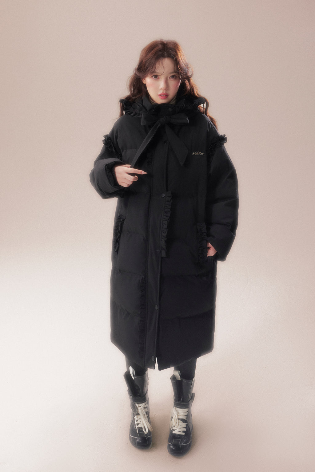 AORAA【極寒シリーズ】「雪国のあったか冬」オリジナルデザイン レーストリム付き防水ロングダウンジャケット第3世代