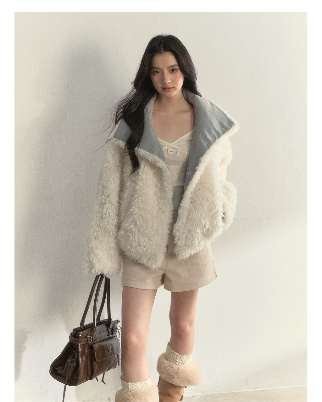 SUNSET PARK "Warm Winter Oak Forest" Soft Double-Breasted Fleece Parka