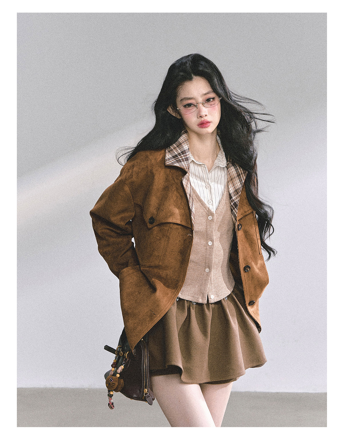 SHAOYEYAN Aomalm "Oak Poetry" Autumn Knitted Polo Shirt % Women's American Style Long Sleeve Striped Two-piece Fake Two-Piece T-shirt