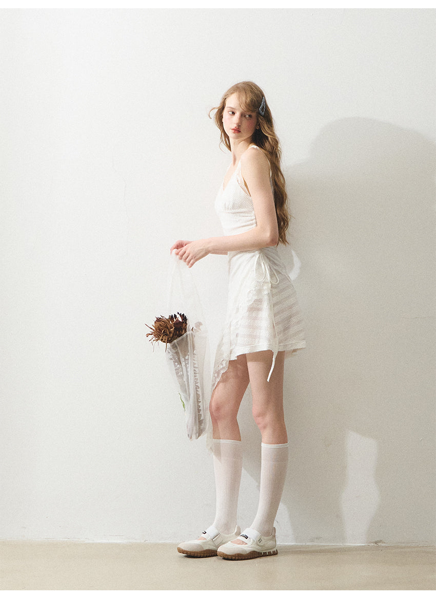 Free Afternoon White Asymmetrical Layered Strapless Lace Boholbling Dress