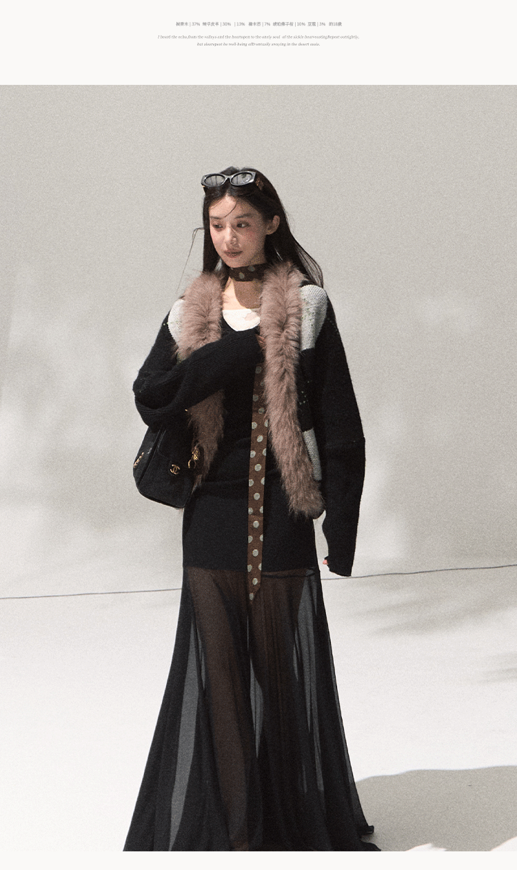 OAKMOO "Tangible Gift" - Women's Loose Cardigan with Raccoon Collar, Thick and Warm Coat.