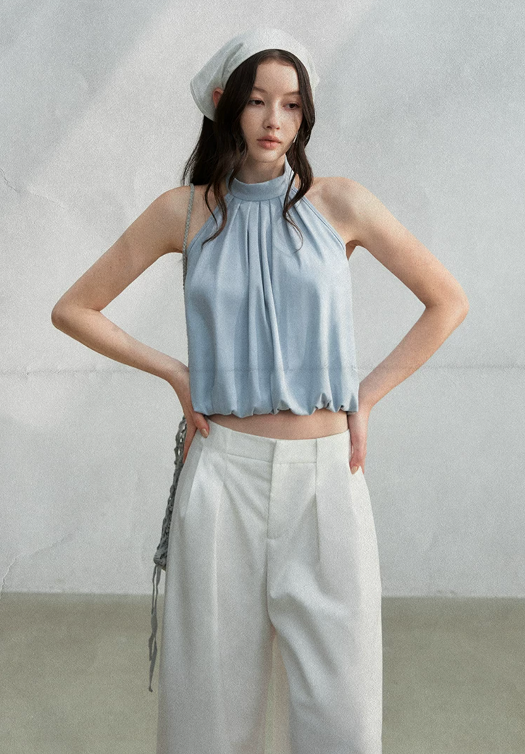 LaluneDuCiel High-neck, backless, sleeveless tank top, French and Korean minimalist style, cool and stylish