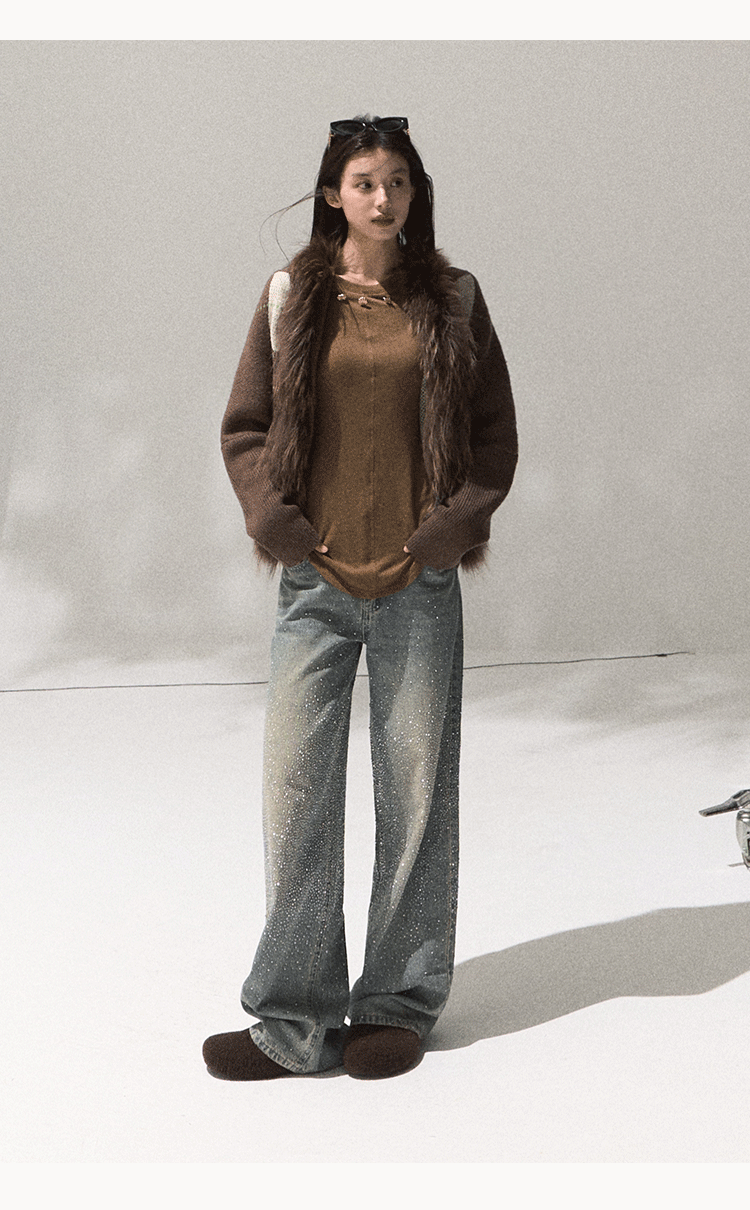 OAKMOO "Tangible Gift" - Women's Loose Cardigan with Raccoon Collar, Thick and Warm Coat.