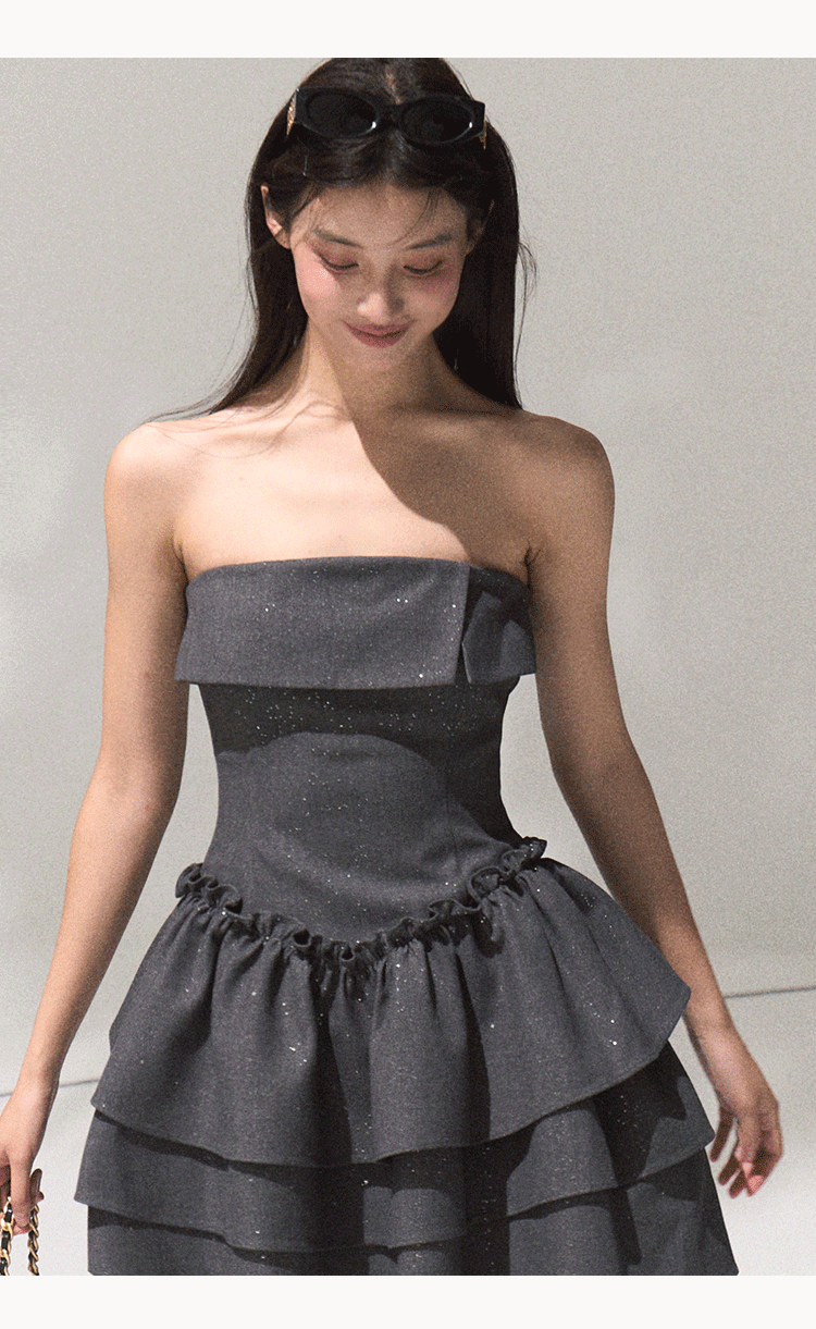 OAKMOO Silver Sequined Grey Bodycon Mini Dress with Waist (Sale)