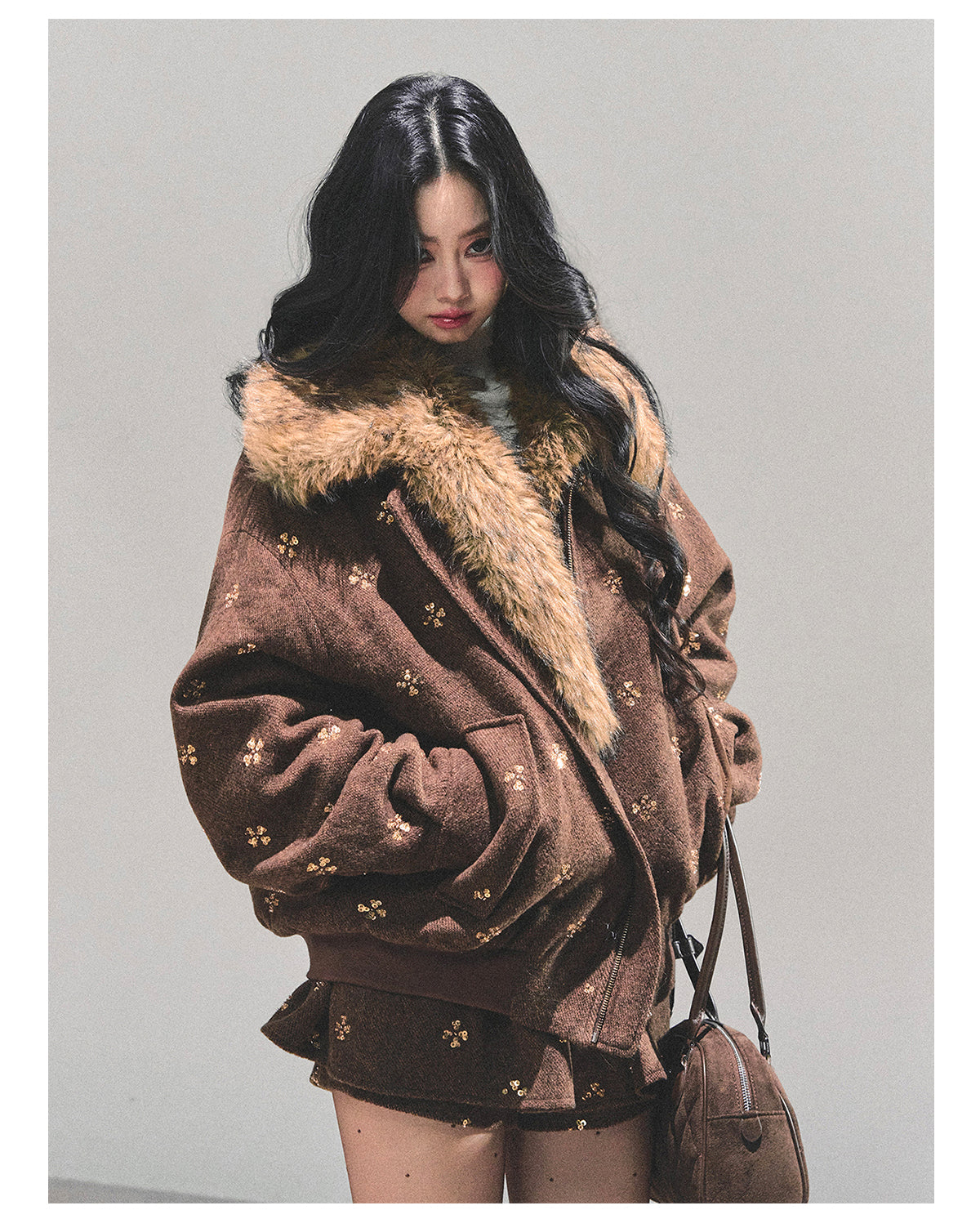 SHAOYEYAN Aomalm Women's Merard "Whisper of Falling Snow" Woolen Suit - Two-Piece Winter Quilted Jacket and Skirt Set