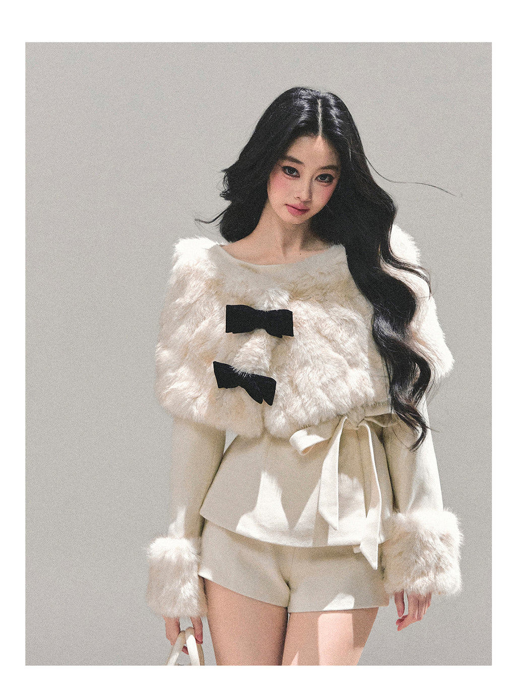 SHAOYEYAN Women's "Through Her Dreams" Luxury Winter Coat, Cloak and Shorts Trio Set