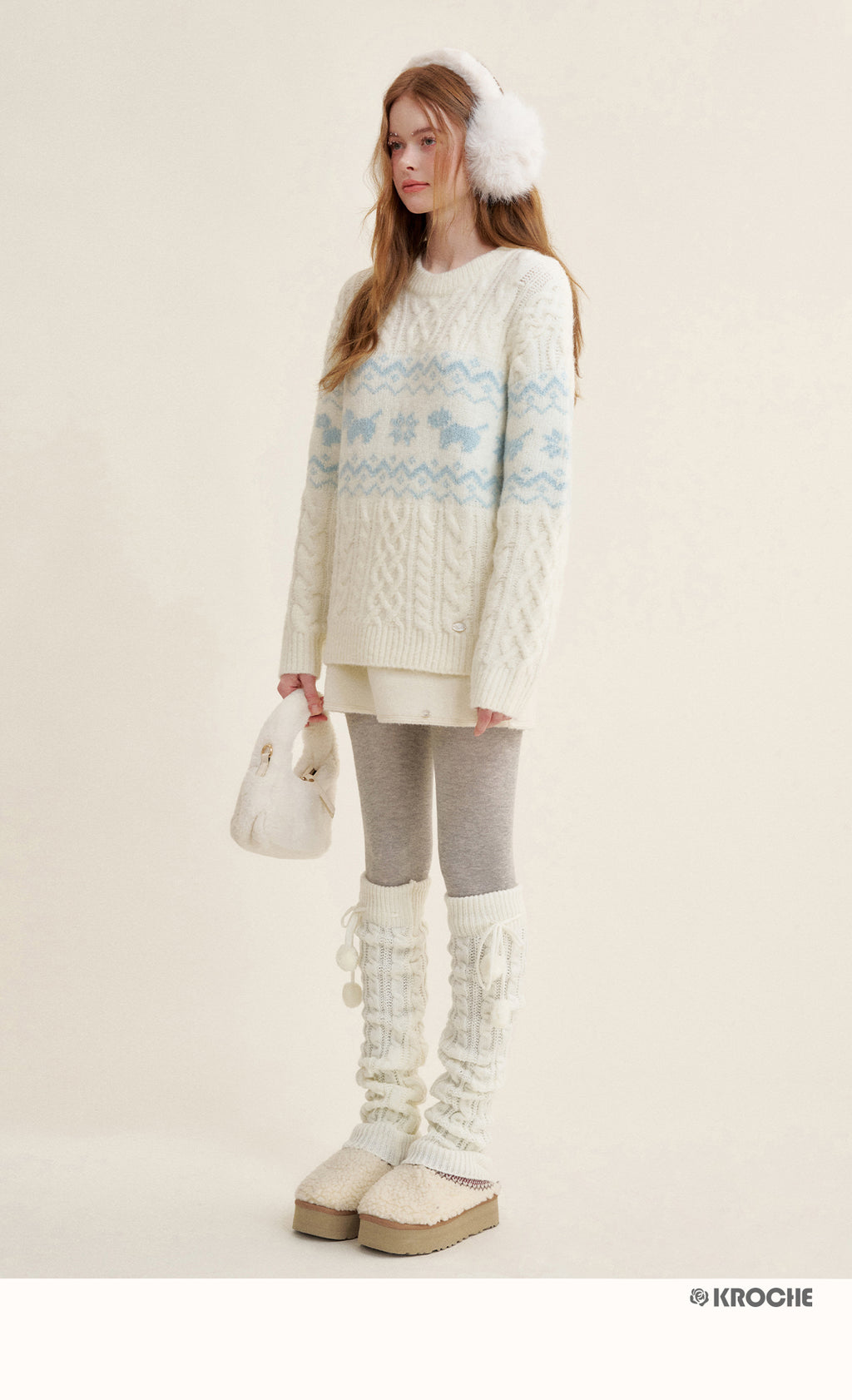 KROCHE Kroche Fair Isle Color Block Knit Crewneck Sweater by Zhao Jinmai