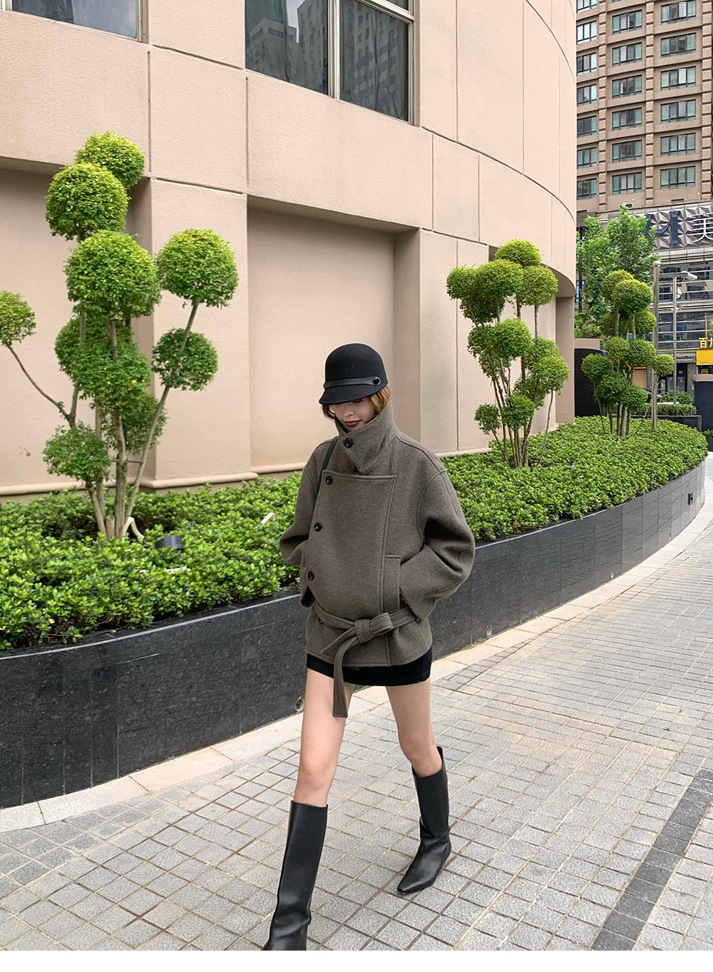 XZICHIC continues the classic style of Kim Min-hee wool coat, women's winter coat, size 57 (wool and alpaca wool).