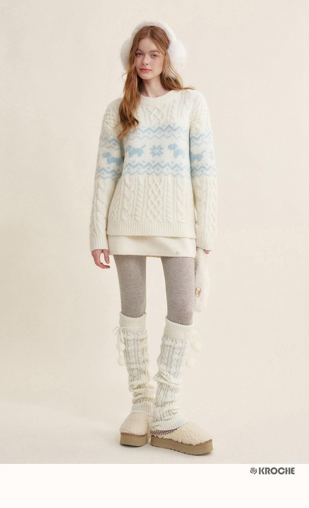 KROCHE Kroche Fair Isle Color Block Knit Crewneck Sweater by Zhao Jinmai