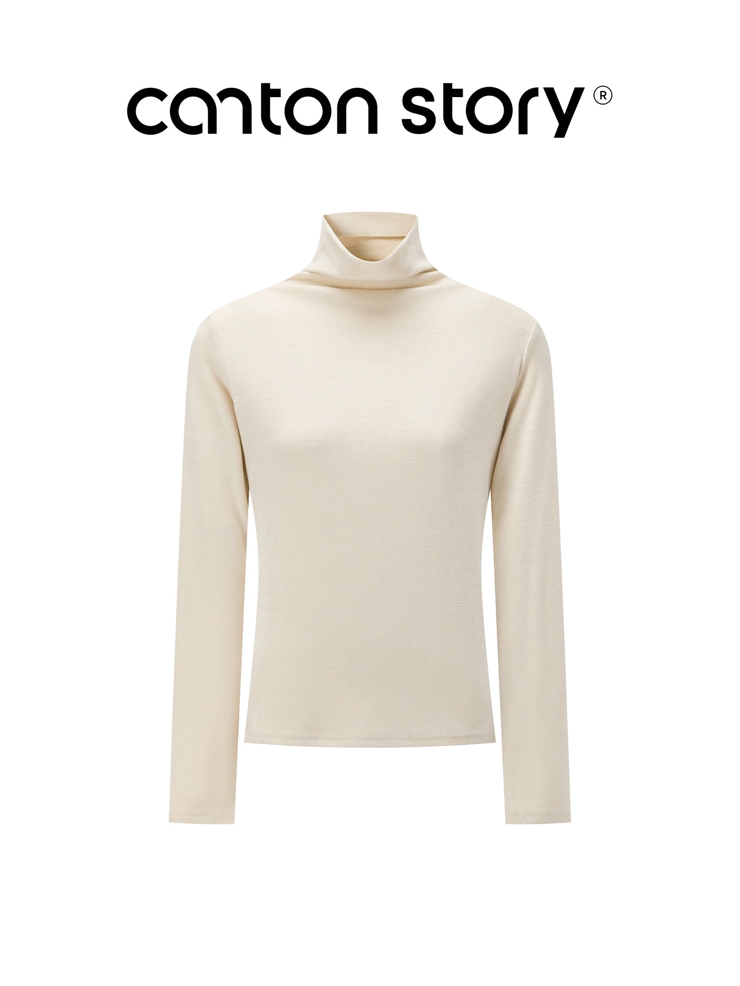 CANTONSTORY Guangzhou Story women's winter retro solid color high-neck long-sleeved T-shirt, new style, loose and warm
