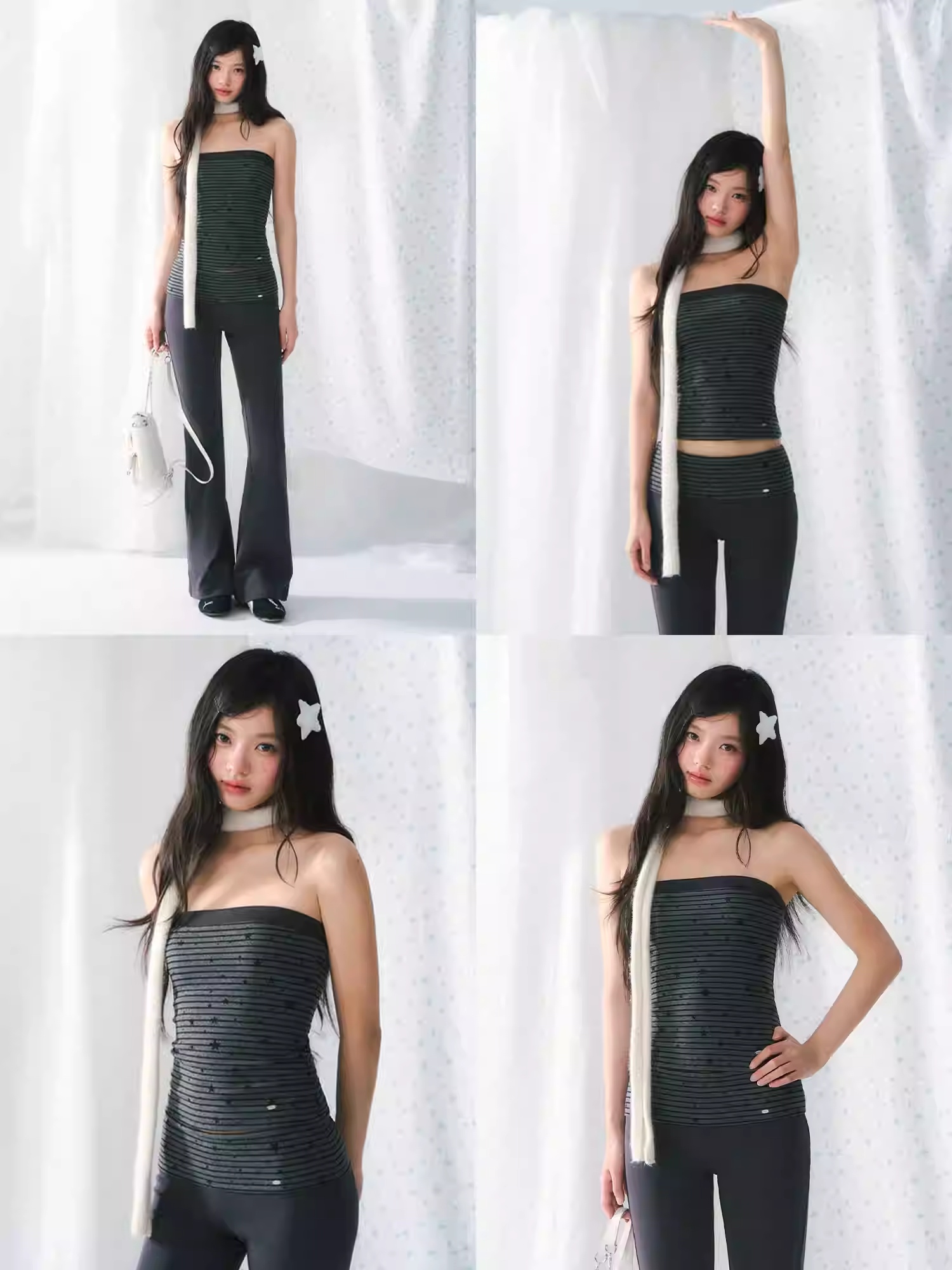 WEEKENDHUB American style strapless plaid star print top for women, new 2026 model, delicate little bra to wear under.