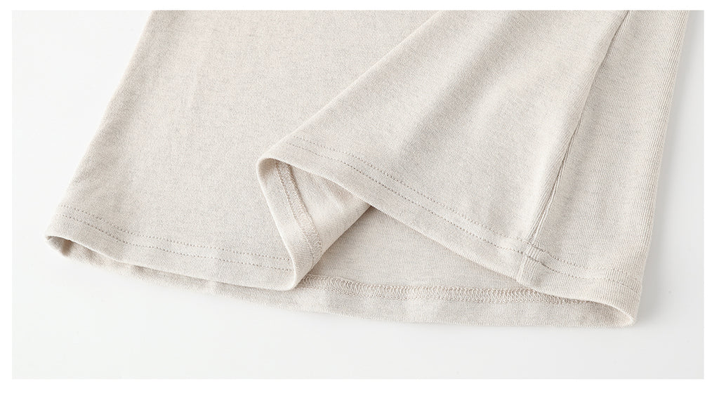 101PASSION Women's Tencel Wool High Neck T-Shirt, Fall/Winter, Solid Color, Slim Fit, Long Sleeves