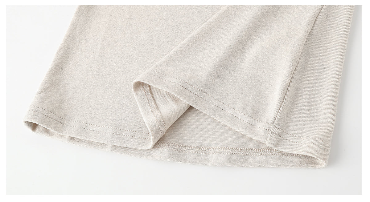 101PASSION Women's Tencel Wool High Neck T-Shirt, Fall/Winter, Solid Color, Slim Fit, Long Sleeves