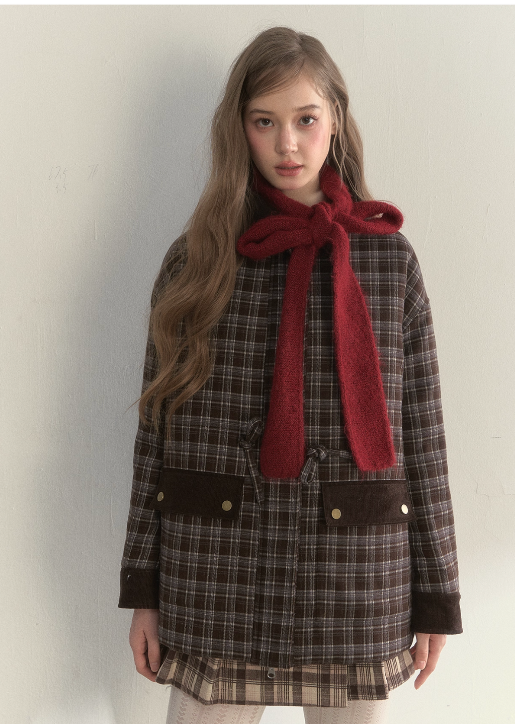 SUNSETPARK trendy retro knitted long scarf with autumn/winter ribbons.