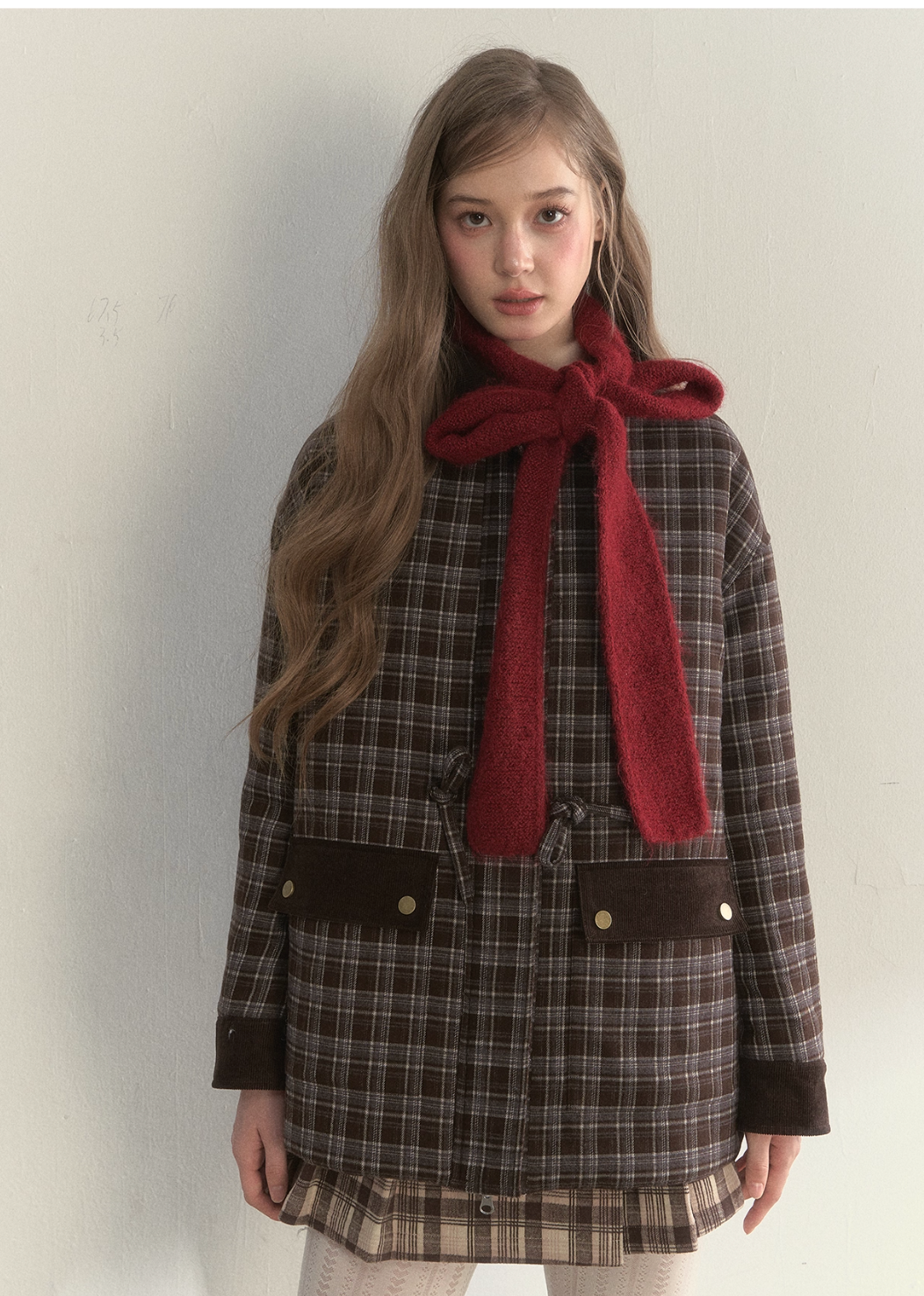 SUNSETPARK trendy retro knitted long scarf with autumn/winter ribbons.