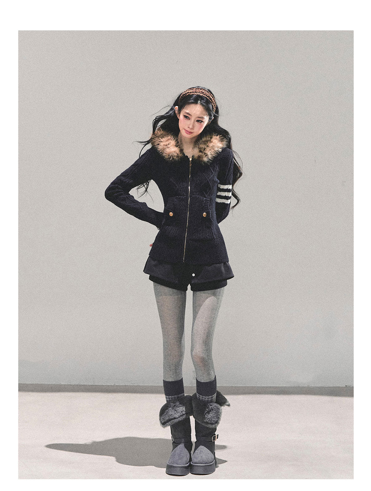 SHAOYEYAN "Only she wentby" - Women's winter American style hooded long sleeve cardigan sweater