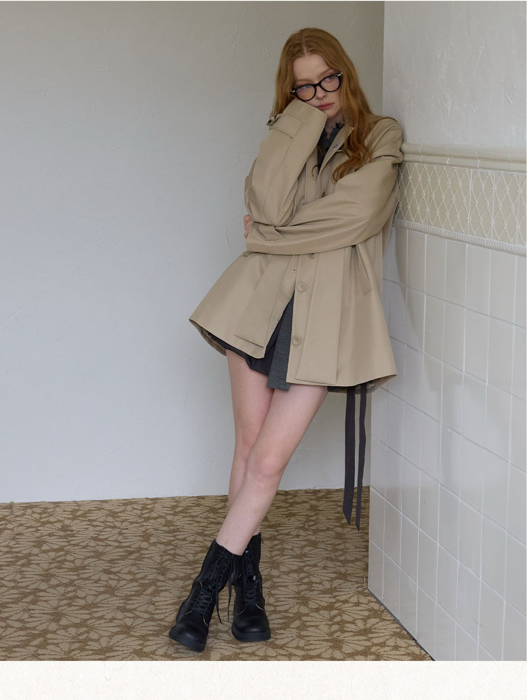 SUNSETPARK "Autumn Overture" Classic Khaki Check Trench Coat